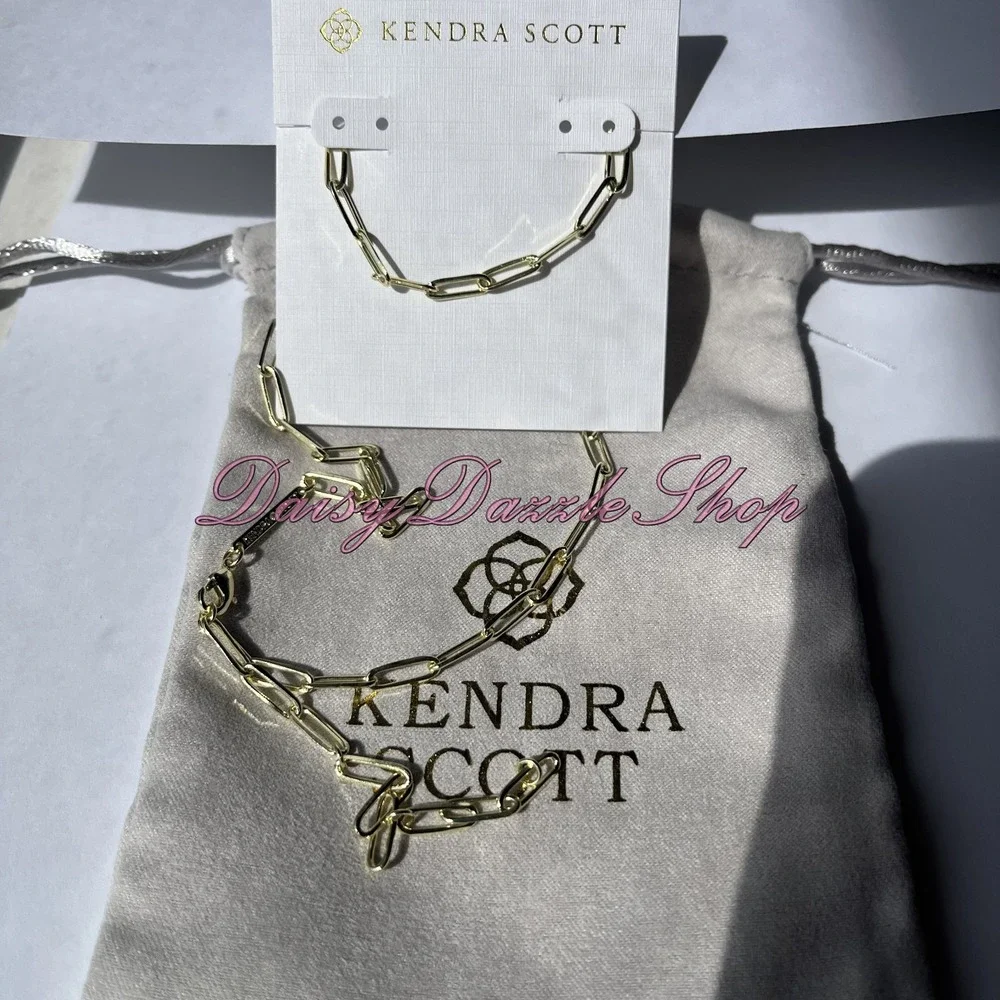 ✨Defective Kendra Scott Courtney Paperclip Necklace Fashion‎ Jewelry Gold New ✨